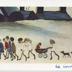 CHILDREN BY THE POND SIGNED POSTCARD BY LS LOWRY