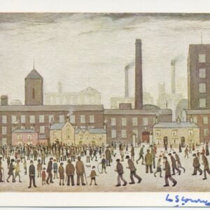 OUTSIDE THE MILLS SIGNED POSTCARD BY LS LOWRY