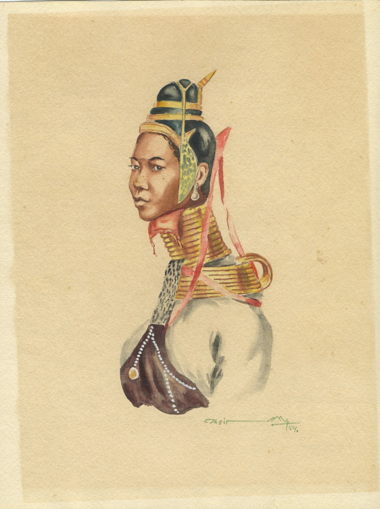 WOMAN WITH LONG NECK BY THEIN HAN